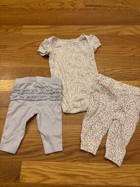 Carter's Lavender Floral and Solid Lavender Ruffle Leggings Set